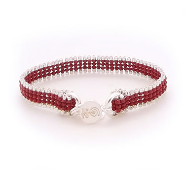 Brazalete Telar Plata Mini Liso Rojo